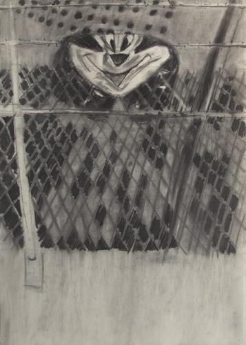 Jarek Piotrowski - Cricket Catcher - Charcoal on paper - 70cm × 50cm