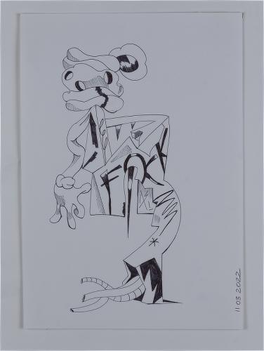 Jarek Piotrowski - Brutus Kaputt - Oil based ink on paper - 27cm × 19cm