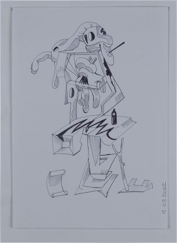 Jarek Piotrowski - Brutus Kaputt - Oil based ink on paper - 26.8cm × 19.1cm