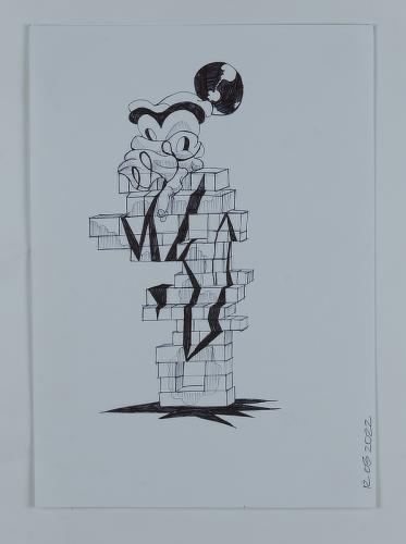 Jarek Piotrowski - Brutus Kaputt - Oil based ink on paper - 26.8cm × 19.1cm