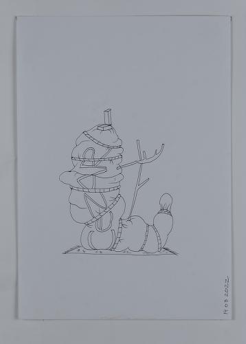 Jarek Piotrowski - Brutus Kaputt - Oil based ink on paper - 26.8cm × 19.1cm