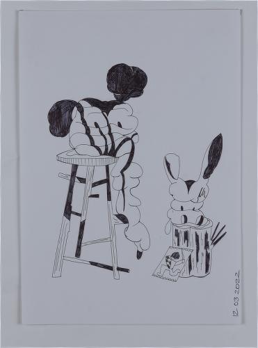 Jarek Piotrowski - Brutus Kaputt - Oil based ink on paper - 26.8cm × 19.1cm