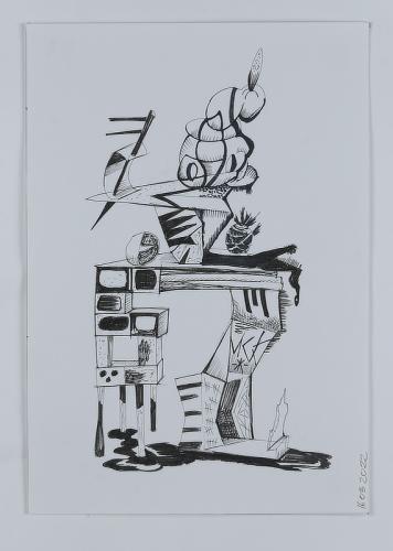 Jarek Piotrowski - Brutus Kaputt - Oil based ink on paper - 26.8cm × 19.1cm