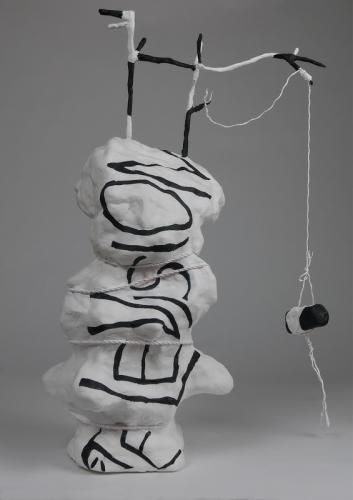Jarek Piotrowski - Babylon Blues - Steel, clay, rope, acrylic and lacquer - 42cm x 32cm × 14cm
