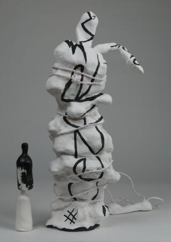 Jarek Piotrowski - Babylon Blues - Steel, clay, rope, acrylic and lacquer - 44cm x 25cm × 10cm