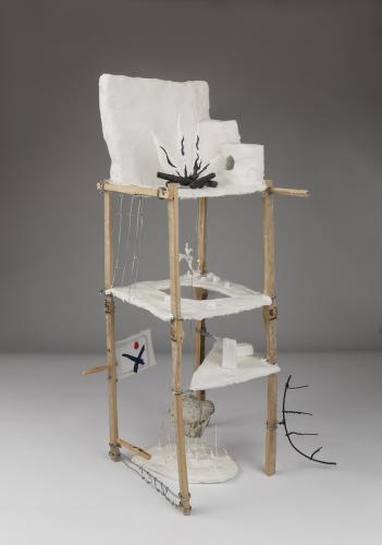 Jarek Piotrowski - Ovid's Cupboard - Steel, bamboo, stone, fabric, clay, acrylic and lacquer - 42.5cm × 28.5cm x 20cm