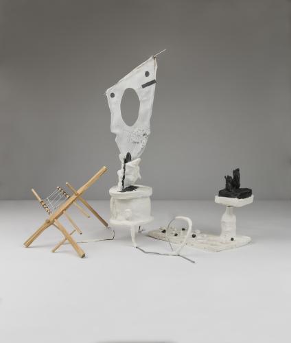 Jarek Piotrowski - Ovid's Cupboard - Steel, bamboo, fabric, clay, acrylic and lacquer - 30cm x 36cm × 20cm
