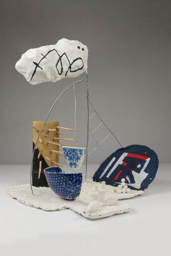 Jarek Piotrowski - Ovid's Cupboard - Steel, bamboo, fabric, ceramic, clay, acrylic and lacquer - 28.5cm × 28cm x 22.5cm