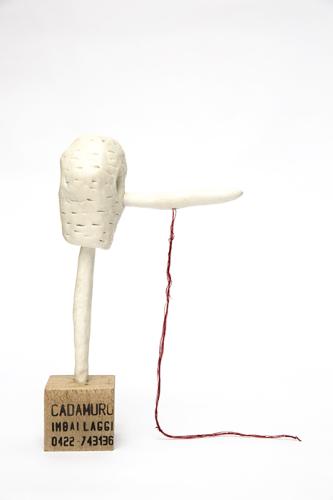 Jarek Piotrowski - Idiot - Wood, clay and cotton - 35cm × 7.5cm × 22cm