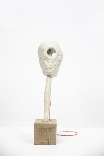 Jarek Piotrowski - Idiot - Wood, clay and cotton - 35cm × 7.5cm × 22cm