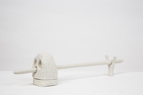 Jarek Piotrowski - Idiot - Clay and steel - 11cm x 8cm x 45cm