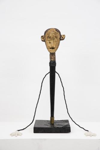 Jarek Piotrowski - Untitled - Wood, rope, brass, steel, clay, and leather - 62cm × 21.4cm × 19cm