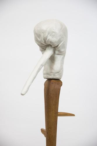 Jarek Piotrowski - Untitled - Clay, steel and leather - 63cm x 21.2cm x 19cm