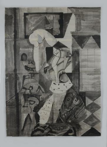 Jarek Piotrowski - Ladders and Thrones - Ink on washi paper - 130 x 95.5cm