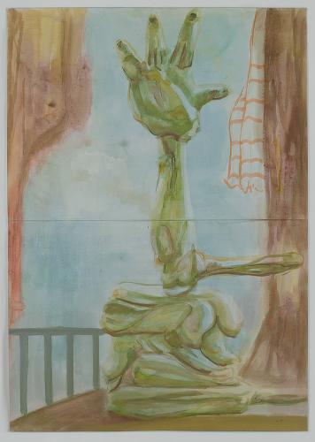 Jarek Piotrowski - Standfall - Acryl gouache and charcoal on primed paper - 75.8 x 53.8cm