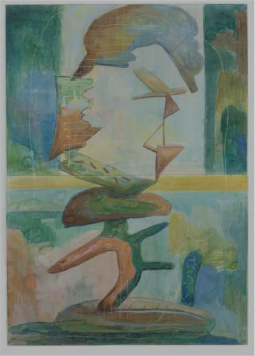Jarek Piotrowski - Standfall - Acryl gouache on primed paper - 76 x 54cm