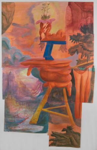 Jarek Piotrowski - A Cloud of Fools - Acrylic and paint marker on primed paper - 172 x 110cm
