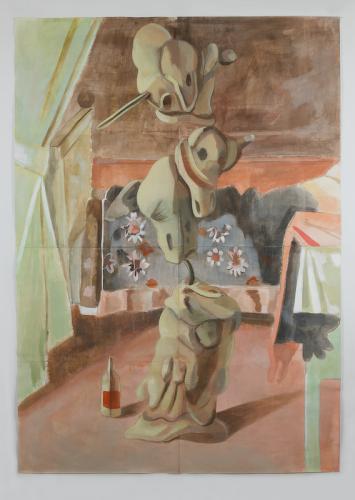 Jarek Piotrowski - On the Turf - Acrylic on primed paper - 151cm × 107.5cm