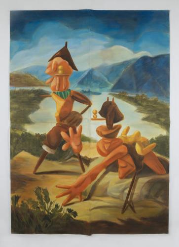 Jarek Piotrowski - Provisional Encounters - Acrylic on primed paper - 152cm × 107cm